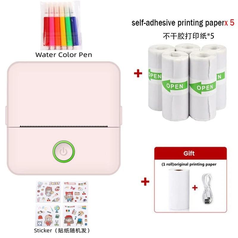 Portable Mini Printer Wireless Thermal Pocket Printers Self-Adhesive Paper for DIY Diary Stickers Quick Printing Conveniently