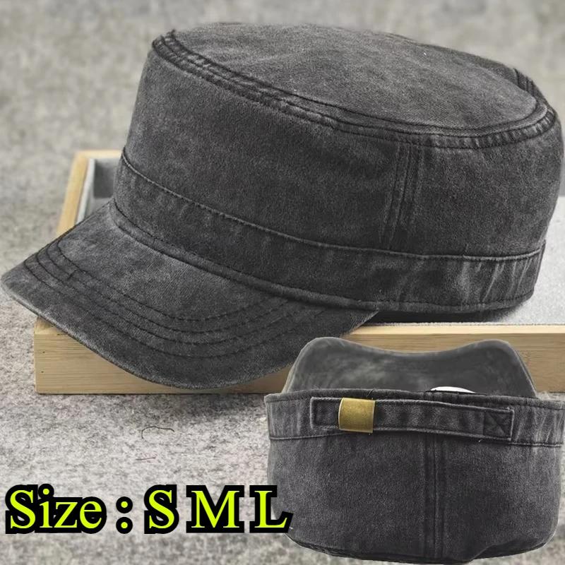 Big Size Hats Flat Top Casual Washed Cotton Adjustable S M L Military Caps Men Women Unique Design Vintage Four Seasons