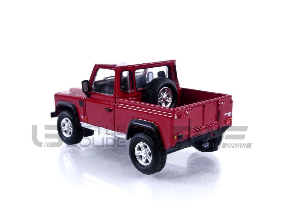 TrueScale Miniatures MINI GT 1/64 Scale Land Rover Defender 90 Pickup, Masai Red, Left-Hand Drive, Complete Model