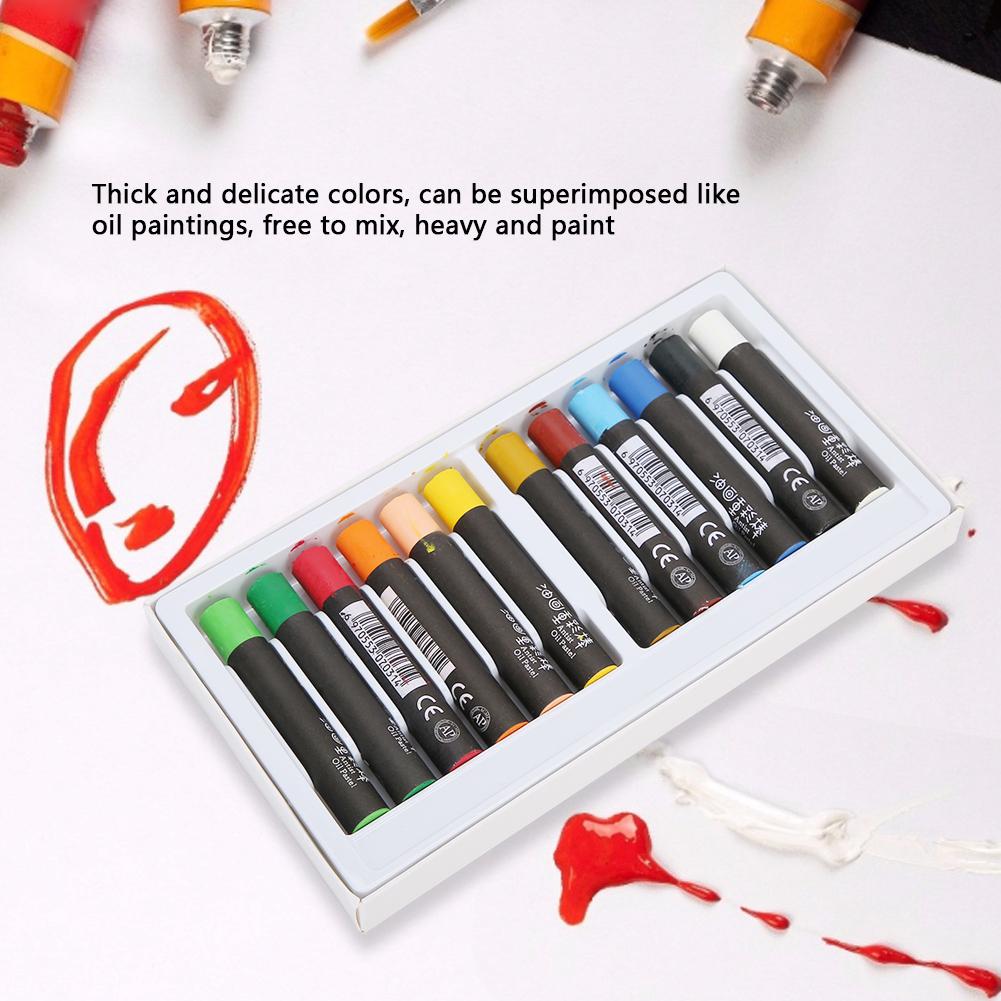 Oil Pastel Round Crayon Painting Stick Drawing Pen Children Stationery Art Supplies 12 Colors