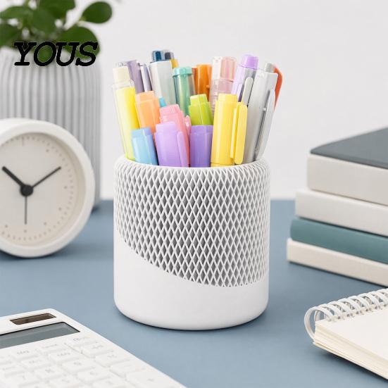 Stationery Holder Pen for Desk, 3D Printed Minimalist Pencil Stationary Brush Storage Cup, Desktop Makeup Office Vanity