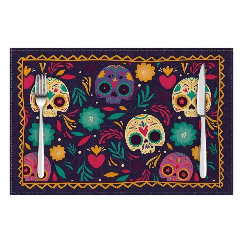 1PC Halloween Placemat Festival Kitchen Linen Dinning Table Mats Bowl Coffee Cup Pads Mats Home Decor