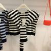 Knitted striped wool shawl women's spring and autumn with fake collar shawl scarf versatile vest