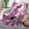 Whimsical Pink Wonderland Throw Blanket - Soft Cozy Fleece Featuring Enchanting Pink-Haired Woman, Fluffy Pink Cat, And Cherry B