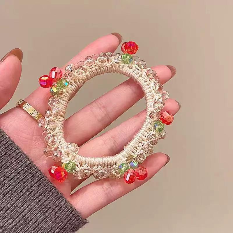 Korean Style Colorful Crystal Elastic Hair Tie & Women's Bracelet