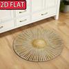 Boho Sun Round Entrance Doormat Golden Radial Sunburst Graphic Rug  Neutral Vintage Style Indoor Home Decor Floor Mat