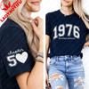 Personalized Limited Edition Tee Custom 1976 Year Number 50th Birthday High Quality Cotton Retro Shirt Printed Tshirt Tops