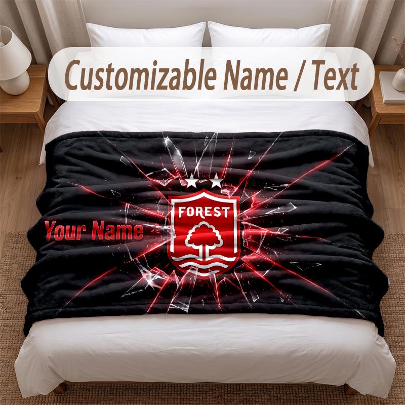 Nottingham Forest Printed Flannel Blanket Custom Name Text Soft Warm Throw For Bedroom Holiday Gift
