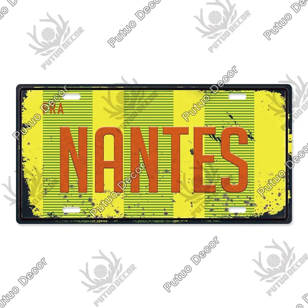 Putuo Decor French City Metal Sign Licenses Plate Plaque Metal Vintage Tin Sign Decor Bar Pub Man Cave Club Decoration