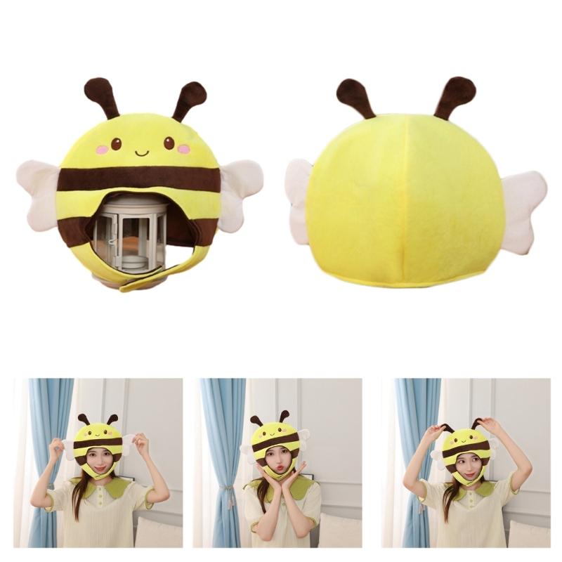 3D Honeybee Hat for Adult Children Cartoon Plush Hat Party Headgear Festival Holiday Photo Props Cap Costume Accessories