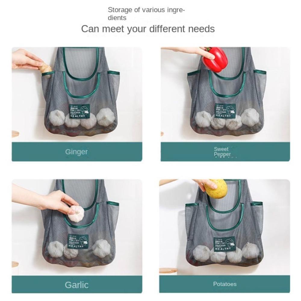 Large Capacity Breathable Mesh Bag Portable Multifunctional Tote Bag Hanging Storage Bags Kitchen
