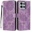 Wallet Case for Moto G75 5G - Leather/PU, Purple, With Lanyard