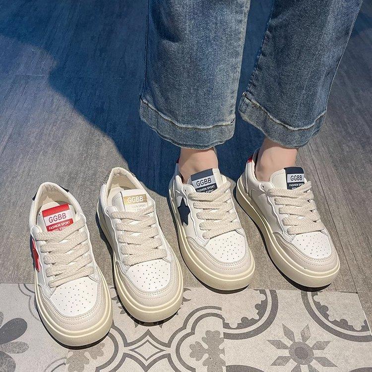 Star platform white shoes children ins2025 spring new versatile foreign style explosion sports and leisure board shoes