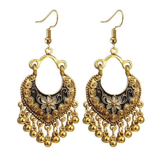 Bohemian Women Flower Bells Tassel Enamel Hook Earrings Party Banquet Jewelry