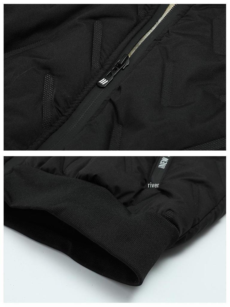 Herren-Lammwoll-Jacke mit Stehkragen und Kapuzenweste mit Fleece-Futter für mittlere und ältere Menschen