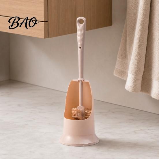 Cleaning Brush Long Handle Toilet with Anti-Slip Grip, Silicone Bristles Curved Resistant Double Head for Deep Stain Removal