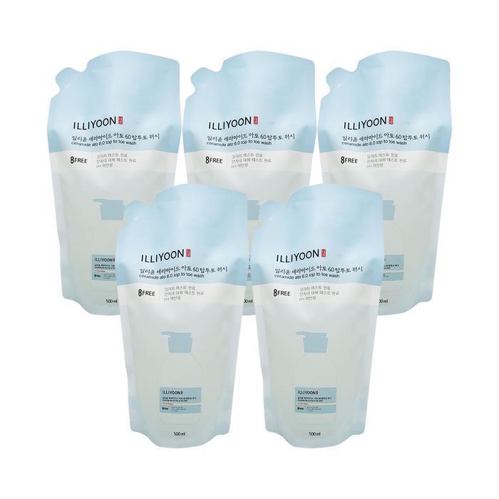 ILLIYOON Ceramide Ato 6.0 Top-to-Toe Wash 500ml (Refill) Mildly Acidic Shampoo and All-in-One 5-pack Ss (16852452)