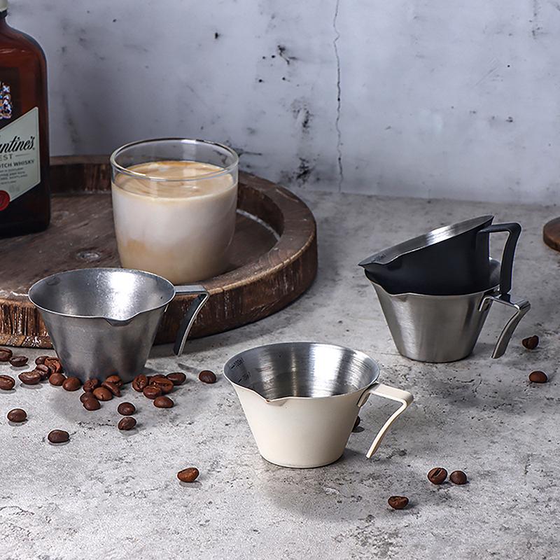 1Pc 100Ml Espresso Measuring Cup With Handle Stainless Steel Coffee Shot Coffee Pouring Cup Home Kitchen Measuring Accessories