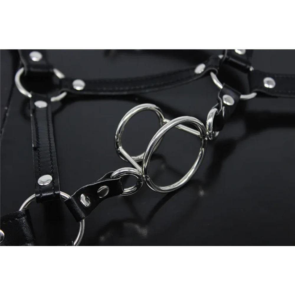 PU Leder Kopfband O-Ring Mundknebel Metallring Offener Mund Fixierung für Frau Sklavin Bondage Fetisch SM Paar Spielzeug Sexspielzeug