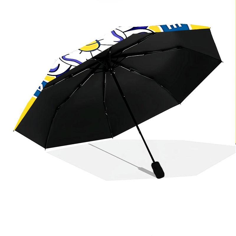 1 Paragüas Plegable Automático - Diseño de Patrón del Leeds United Football Club, Portátil y Plegable con 8 Varillas, Regalos de Navidad y Cumpleaños
