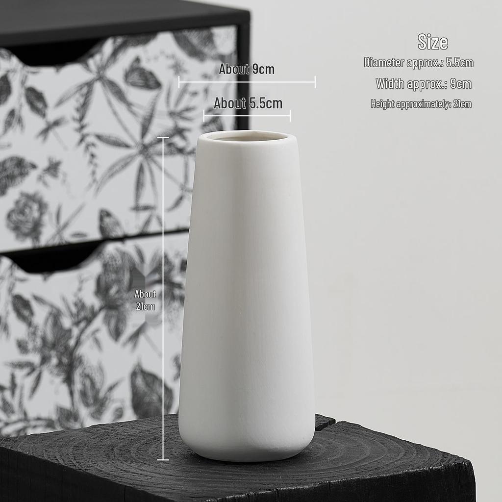 Nordic White Minimalist Ceramic Vase for Dried Flowers - Modern Hydroponic Decoration for Living Room or Dining Table.