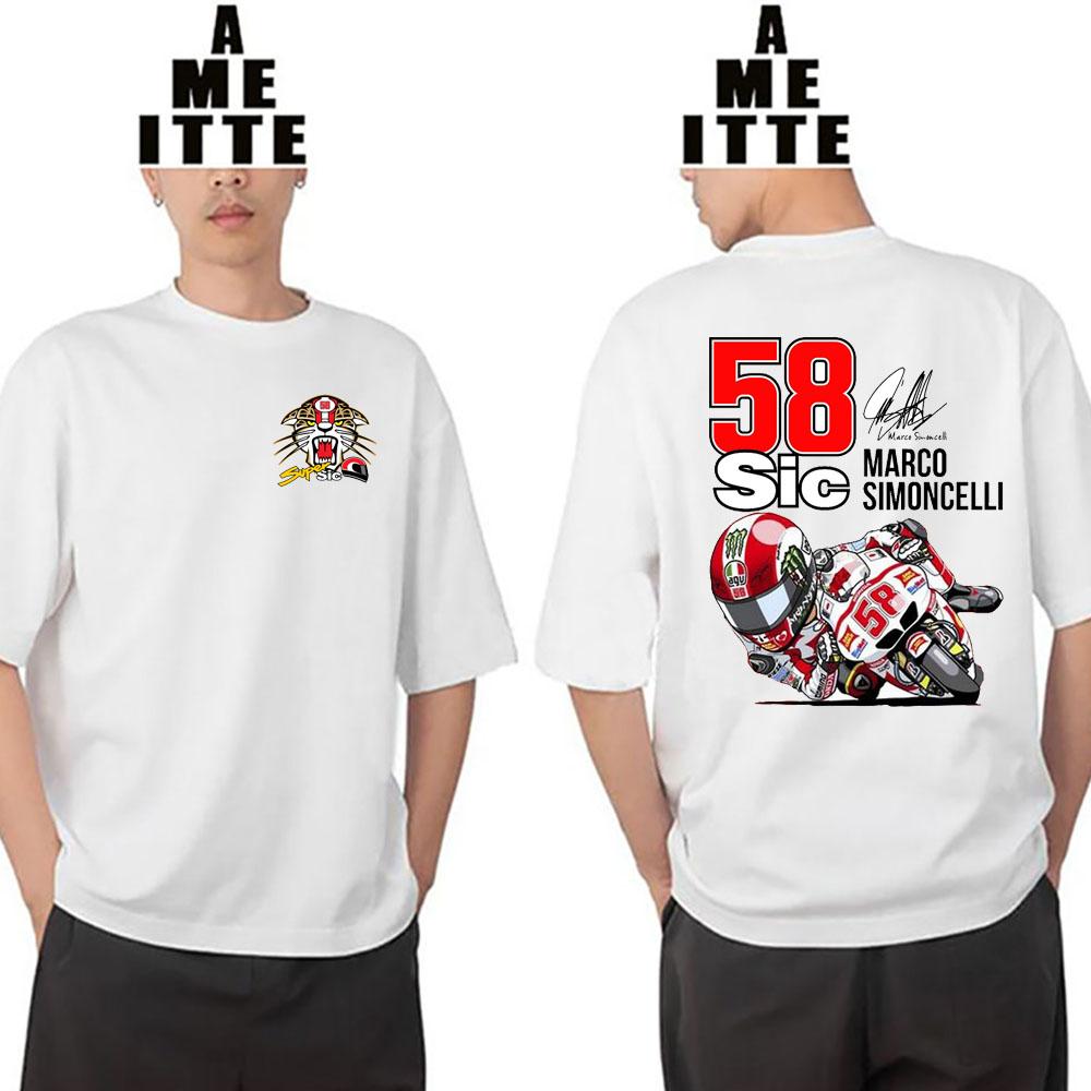 Marco Simoncelli 58 Gp Race Legend Tshirt New Unisex Short Sleeve Adventure Riding Sport Boy Casual Tees Funny Motorcycle Tops