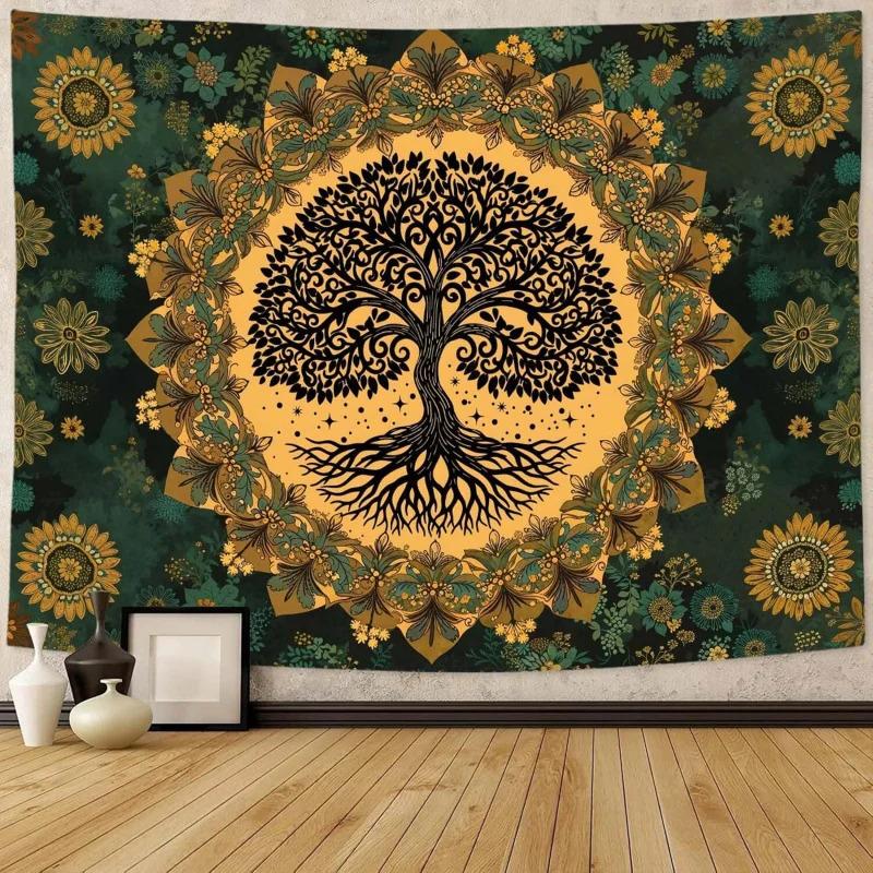 VIKAMA Tree of Life Tapestry Bohemian Mandala Wall Hanging Vintage Spiritual Decor Perfect for Bedrooms