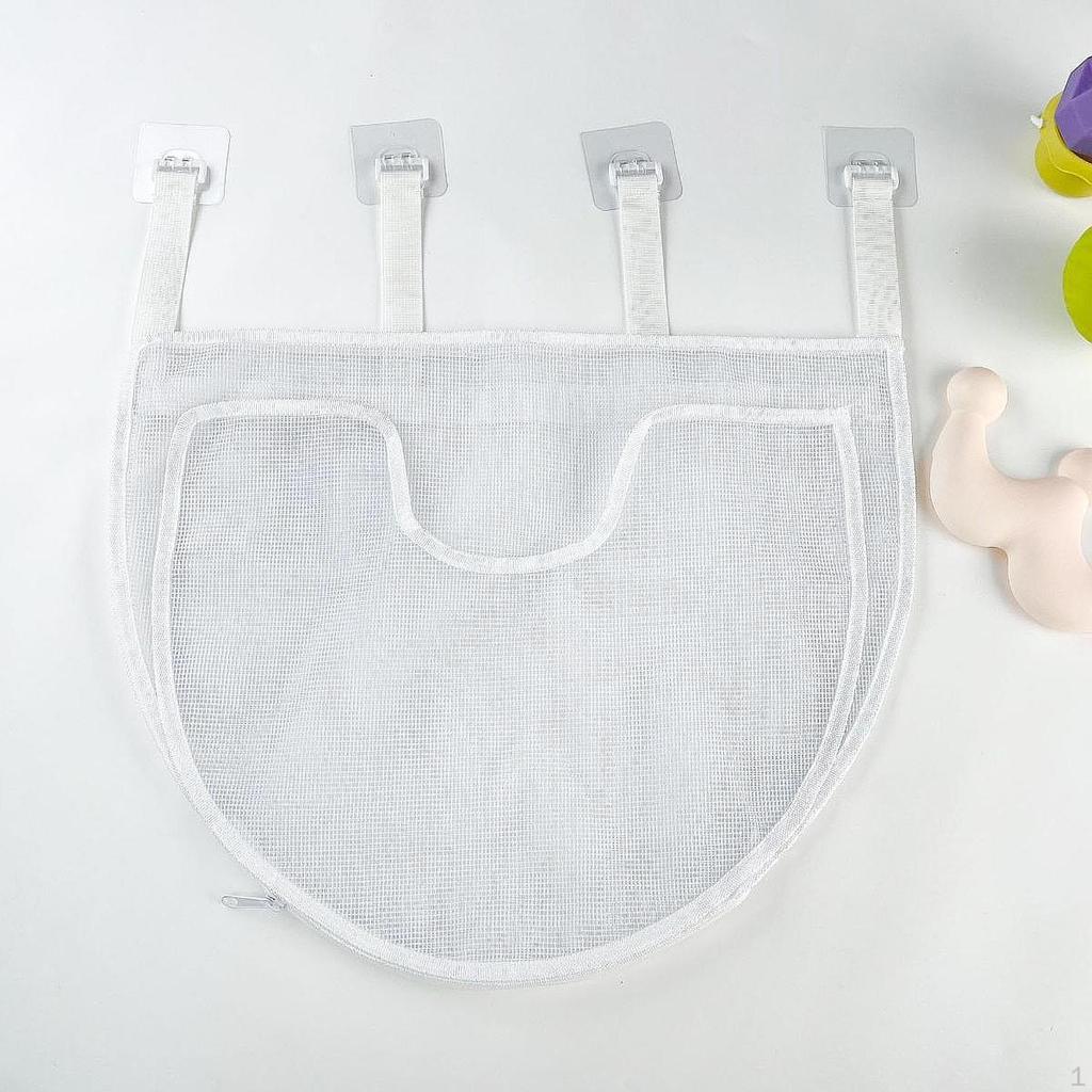 Bath Toy Organizer with 4 Hooks Easy to Install Mesh Bag Bathroom Holder Black