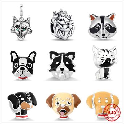 2023 Yeni Köpek, kedi ve aslan kurt Moda Boncuk Fit Orijinal Moda Takılar Gümüş 925 Bilezik Kolye DIY Biblo Takı