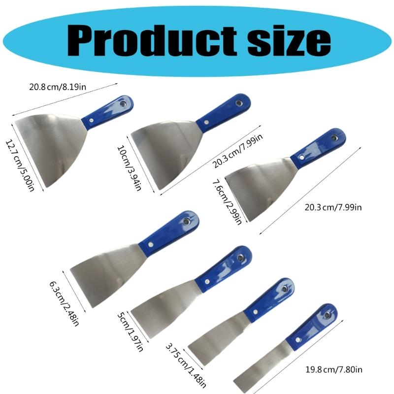 Multiple Size 7pcs Putty Scraper Tool Kit Featuring Rust Resistant Blades For DIYer Repair Seamless Wall Surfaces Repair