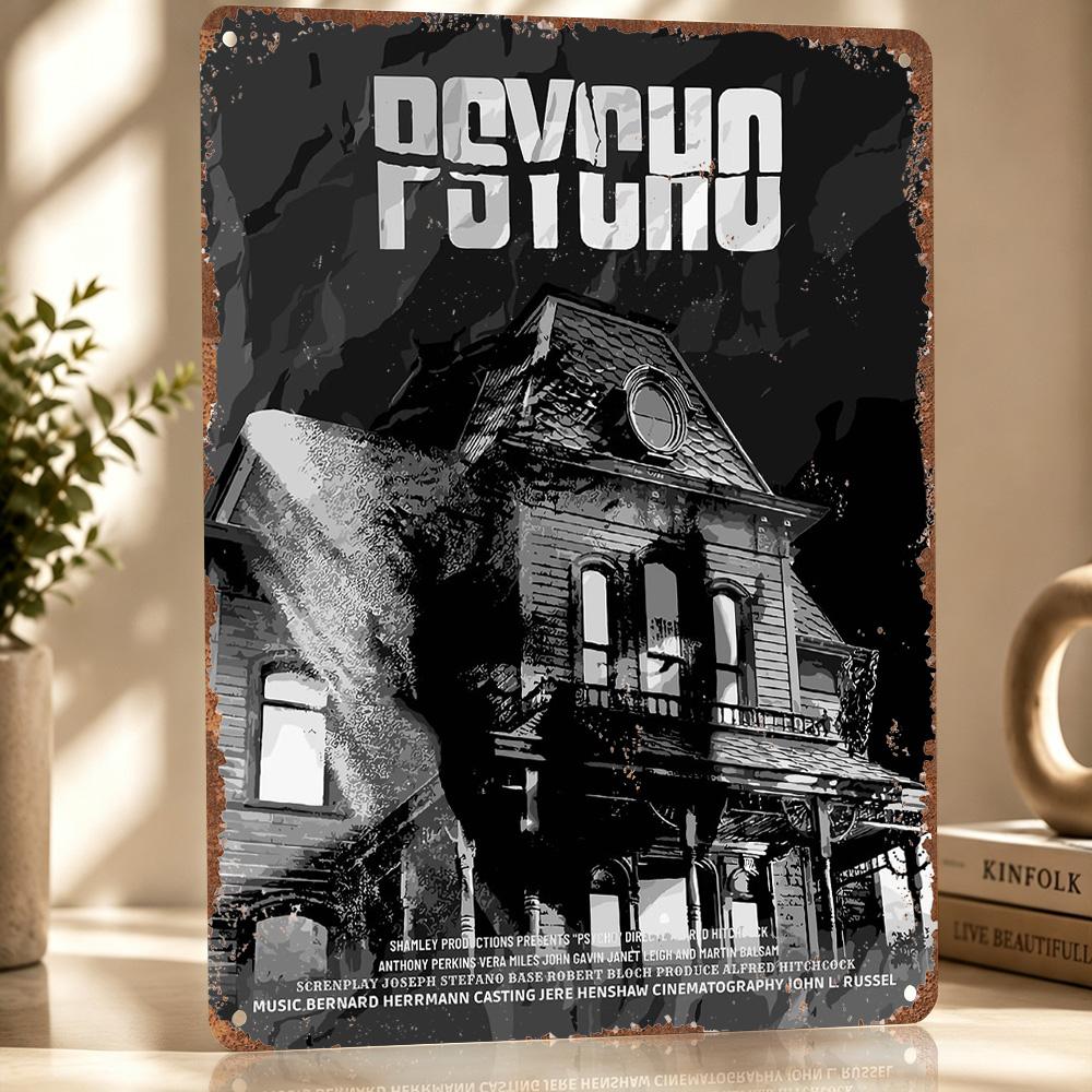 Psycho Movie Personalized D Textured Metal Poster Wall Art Vintage Tin Signs for Decor Living Room Decoration Man Wand Deko
