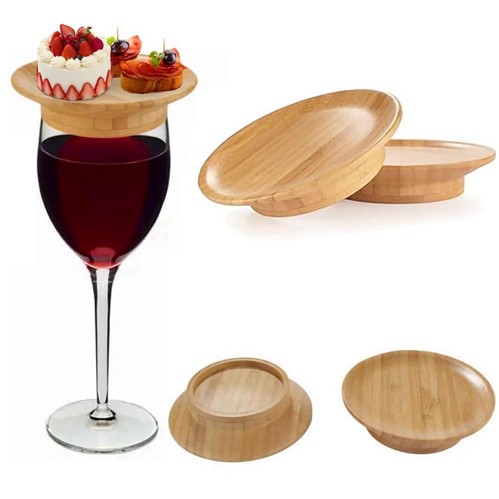 Wine Glass Lid Bamboo Wine Coaster Round Wine Glass Top Dessert Placement Lid