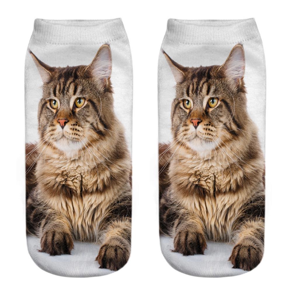 New  3D Print Funny Cute Cartoon Kitten Unisex Short Socks Creative Colorful Multiple Cat Happy Low Ankle Socks For Women