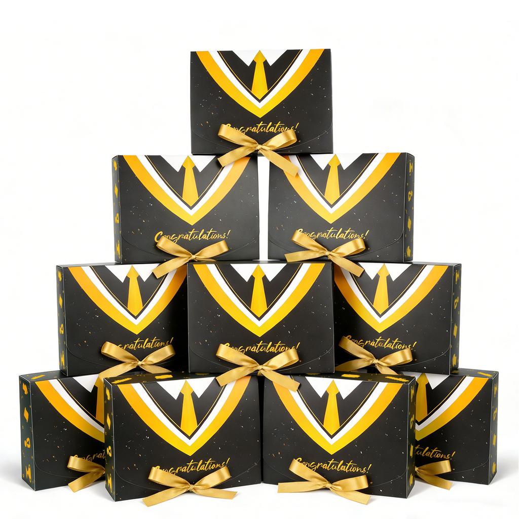 Larger Graduation Gift Box With Gold Ribbon, 27208cm Blue Graduation Box,Decorative Paper Box For Graduation Party Favors, Candy, Gifts & Keepsakes