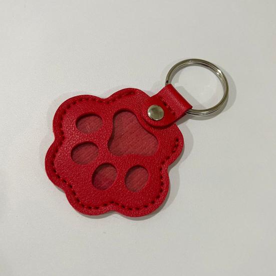 Faux Leather Pet Hair Keychain Dog Cat Claw Shape Souvenir