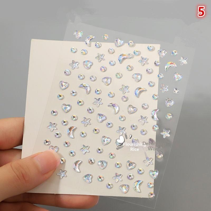3D Eyes Face Makeup Temporary Tattoo Self Adhesive Beauty Colorful Pearl Jewels Stickers Festival Diy Body Art Decorations