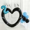 Heart Photo Frame Balloon Foil 0-9 Blue Number with Bowk Stickers for Blue Style Birthday Party Photo Props Wedding Ballon Decor