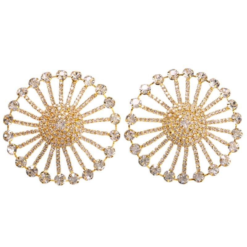 1Pair Round Rhinestones Pasties Sticky Bra Body Chain Reusable Pasty Breast Covers Boobs Stickers for Women Girls Gifts