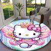 [Hello Kitty Printed Carpet] Durable Home and Office Round Rug, Kitchen Farmhouse Decorative Floor Mat