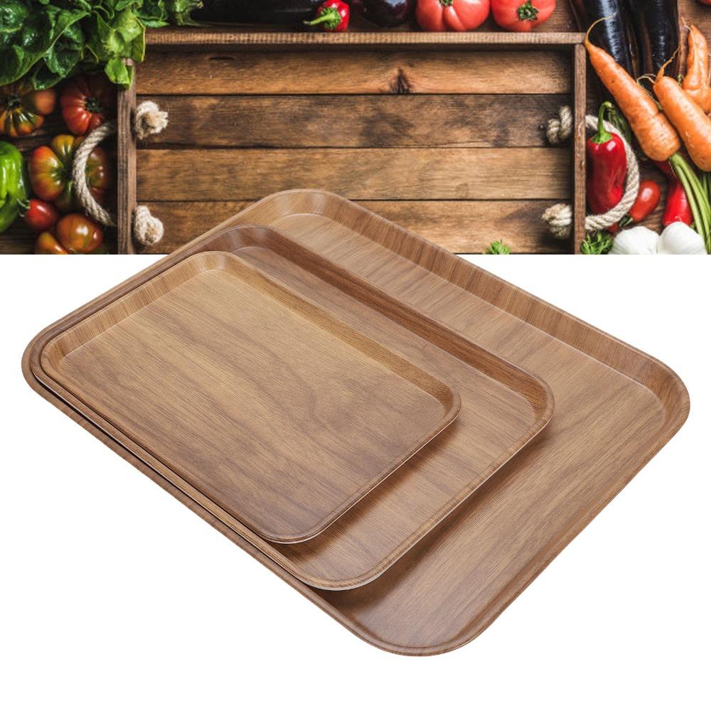 3Pcs Raised Edge Food Tray Melamine Storage Platter Exquisite Breakfast Serving Trays Tea