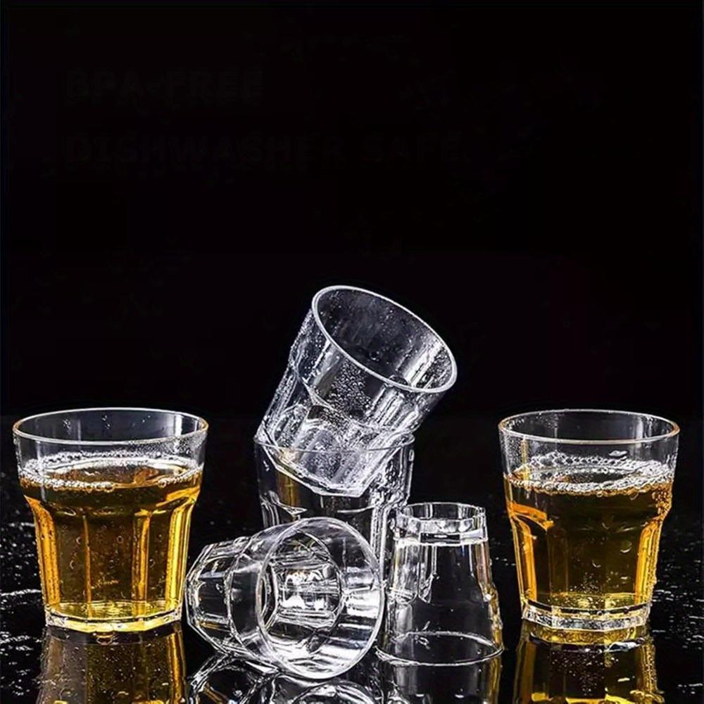 6pcs Plastic Drinking Glasses Unbreakable Juice Cups Stackable Clear Beverages Iced Hot Tea Glassware for Cocktail Soda Beer Tumbler Cup