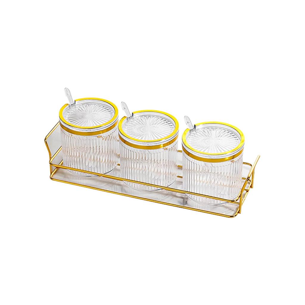 Clear Seasoning Box Jar Set Multipurpose Kitchen with Tray Pot for