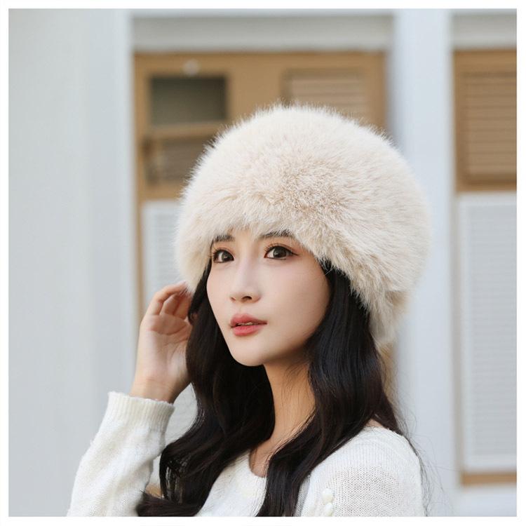 Autumn and Winter New Imitation Mink Hat Women's Mongolian Hat Thickened Warm Hat Women's Imitation Fur Fashion Simple Bucket Hat
