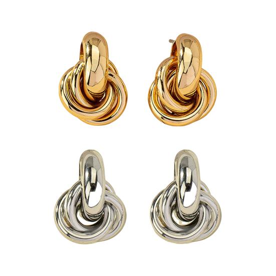 1 Paire Boucles d'Oreilles Femme Géométriques Multicouches Forme Boule Torsadée Clous Brillance Métallique Navettage Rendez-vous Bal de Promo Boucles d'Oreilles Bijoux d'Oreille Électroplaqués