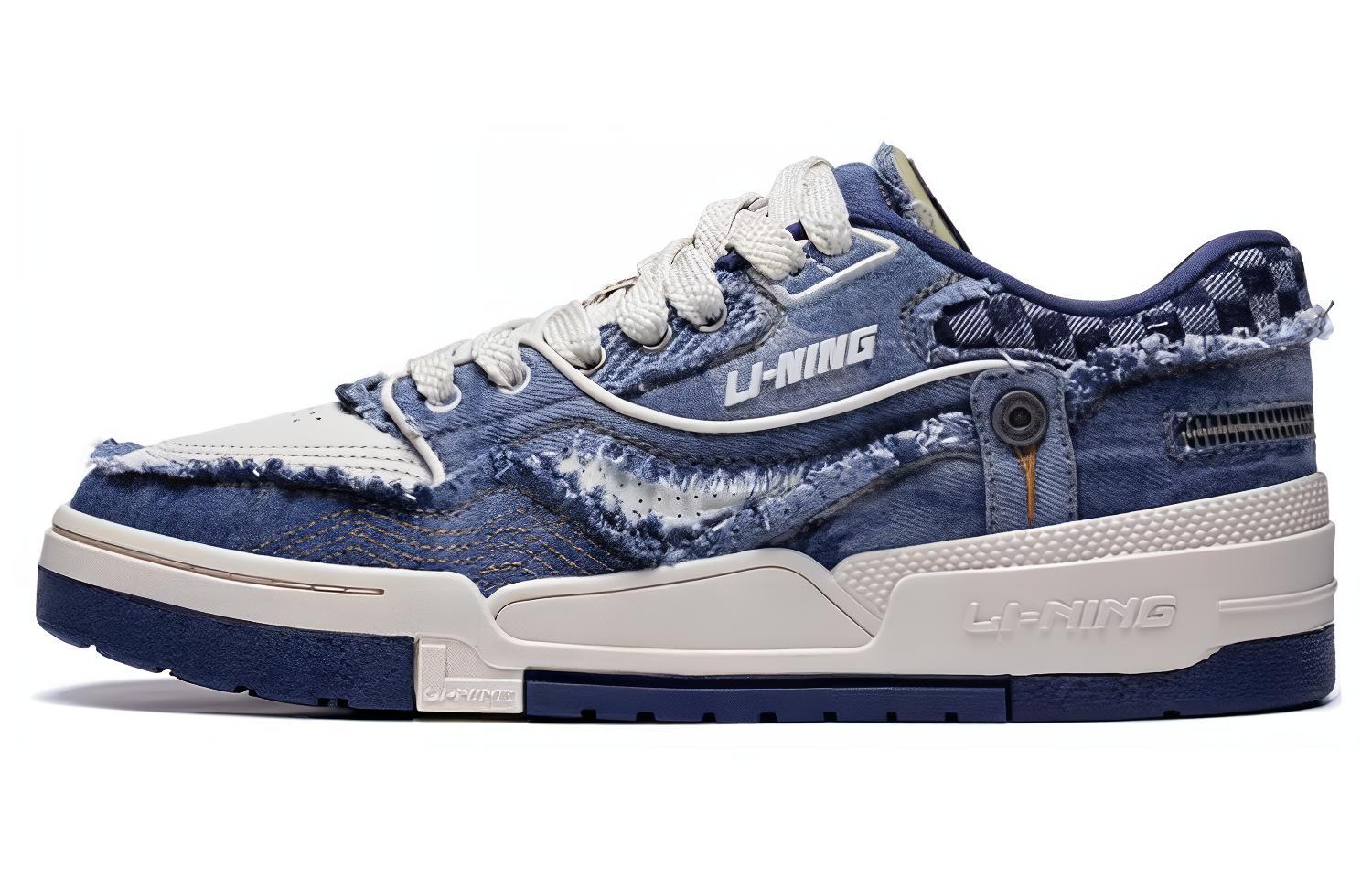 Li Ning Men's 001 Btc Premium Textile, Synthetic Leather Comfortable Slip Resistant Low Top Skateboard Shoes Navy Agct101-1 Cm