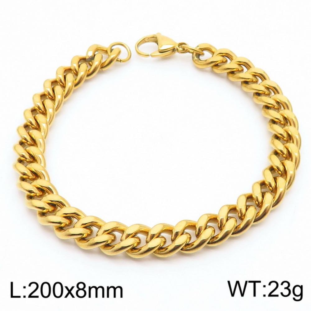 Jewelry Side Flat Chain Stainless Steel Chain, Simple Titanium Steel Men's Trend Hip-hop Bracelet Accessories