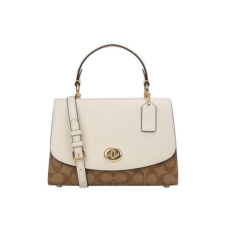 

New COACH Tilly Leather Handbag Crossbody Bag Shoulder Bag Medium Size Women s White & Brown Monogram 76620-IMDJ8 24.9*9.9*17.0CM