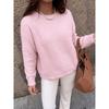 Women S Pink Faux Mink Round Neck Long Sleeve Loose Sweater