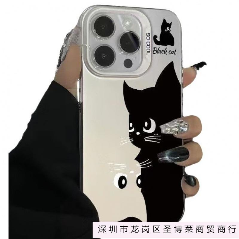 Black Cat Applies To 15plus Personality 16promax iPhone Case Iphone14 Hard Case 13pro Creative 12