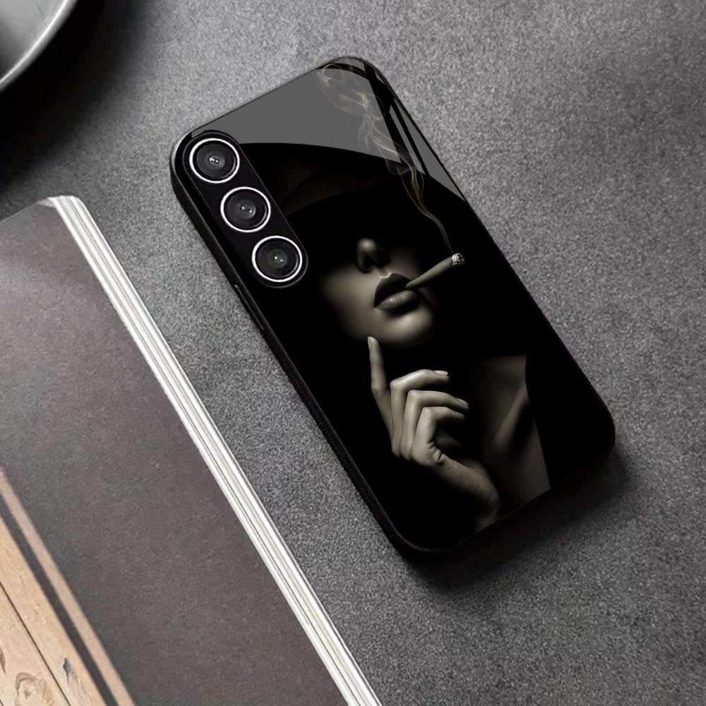 Female Glamour Charm Man PhoneCase Glass PhoneCase for Samsung Galaxy S26 S25 S24 S23 S22 S21 FE,Ultra,Plus Dropresistant